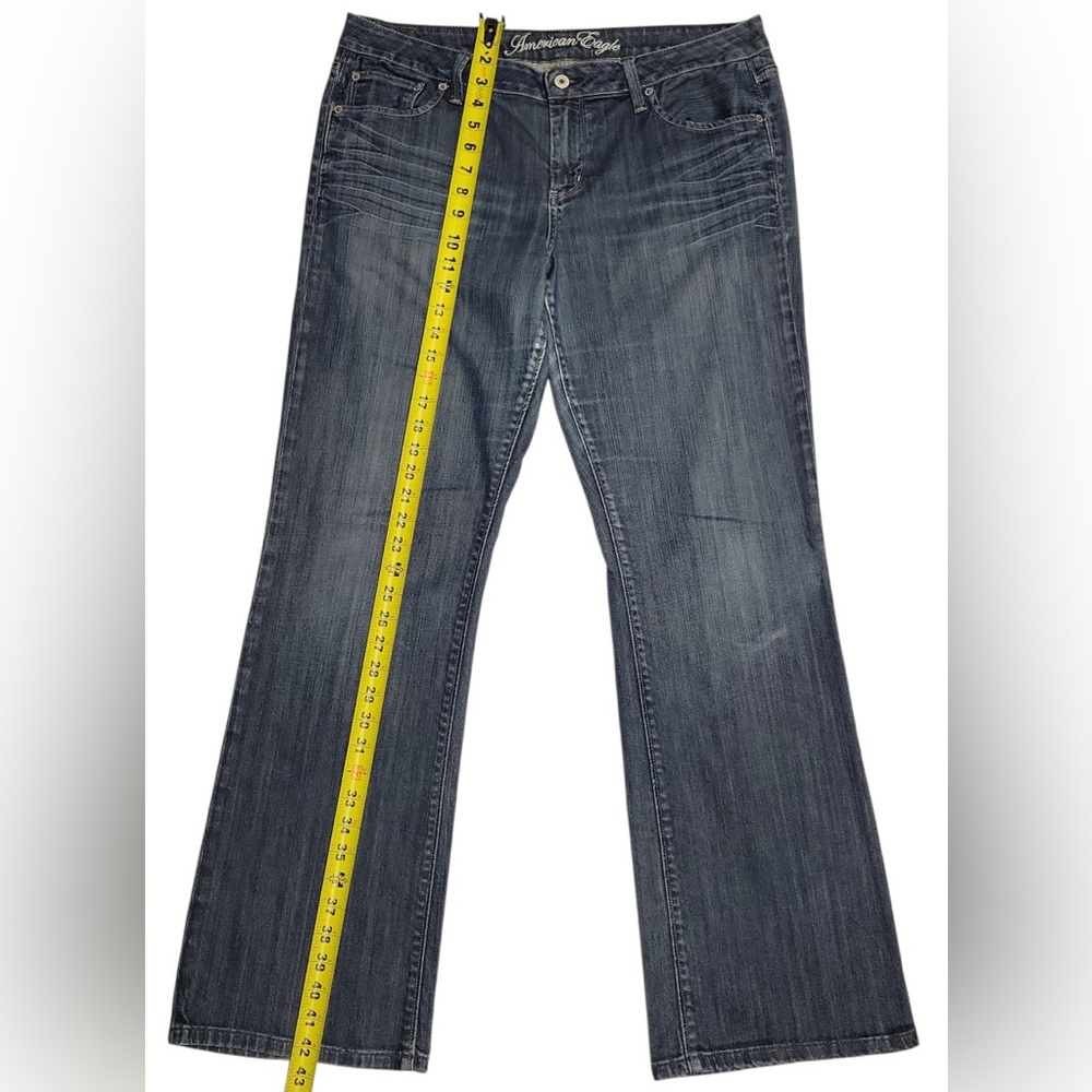 Y2K American Eagle Women Dark Wash Denim True Boot Size 16 Mid Rise Preowned - Picture 6 of 13